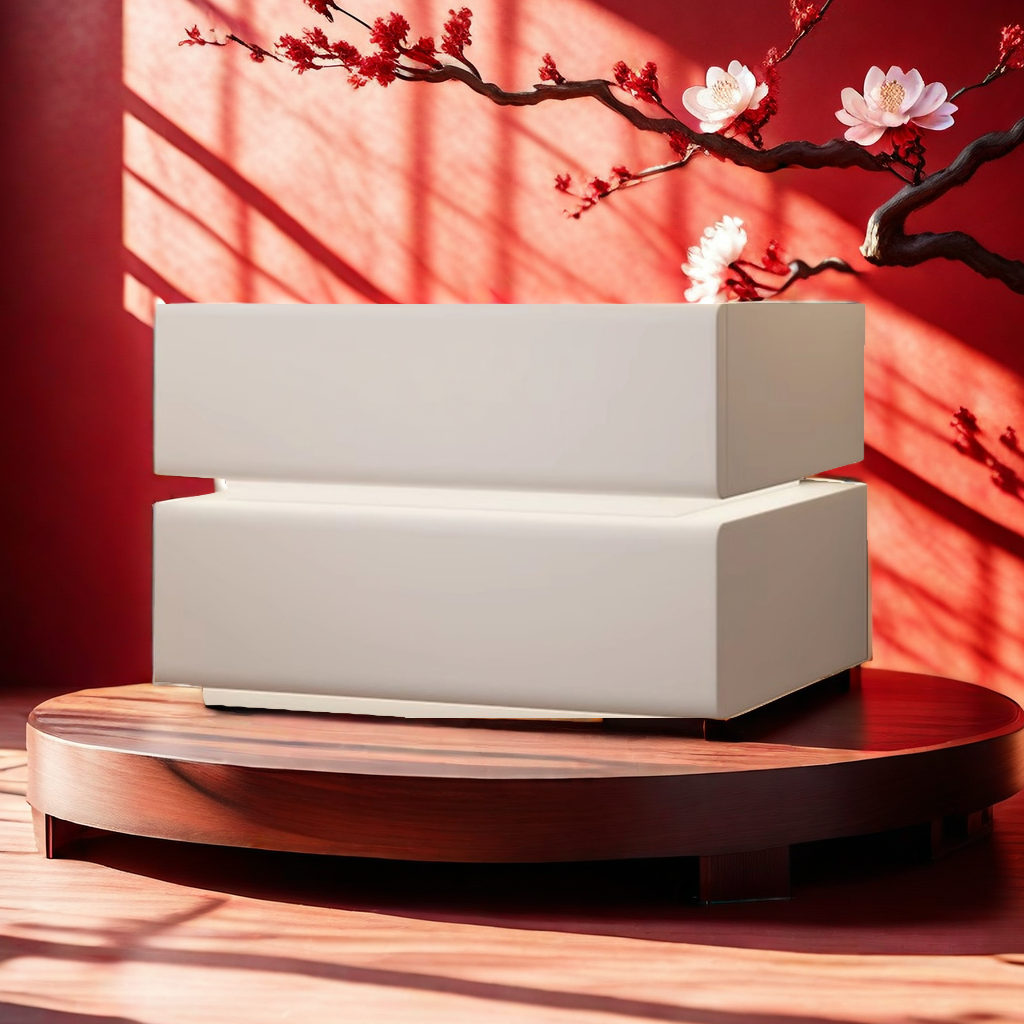 Wooden Bedside Table Nightstand with 2 Drawers and Sensor Light