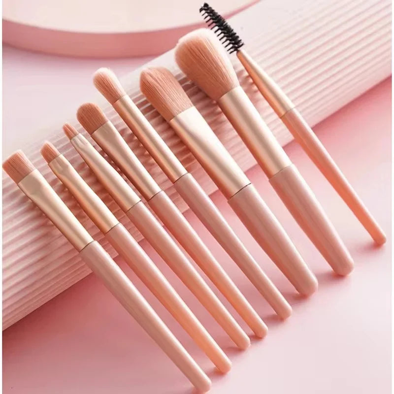 Essential 8 Makeup Brushes: Portable Beauty Tool Kit