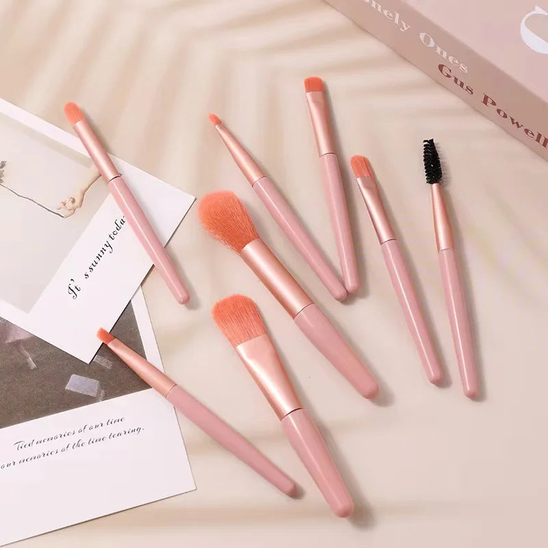 Essential 8 Makeup Brushes: Portable Beauty Tool Kit