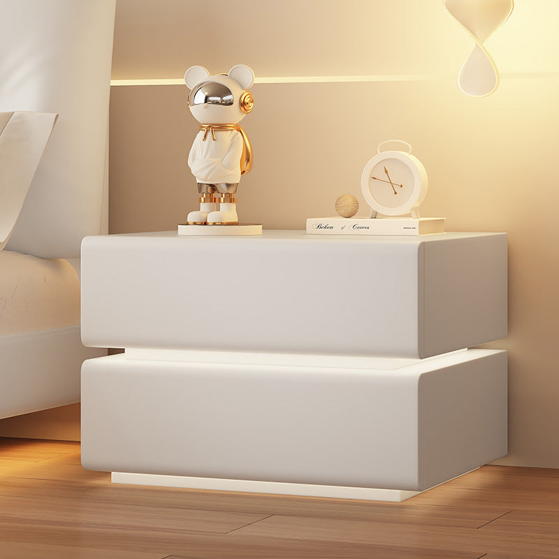 Wooden Bedside Table Nightstand with 2 Drawers and Sensor Light