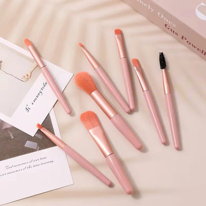 Essential 8 Makeup Brushes: Portable Beauty Tool Kit