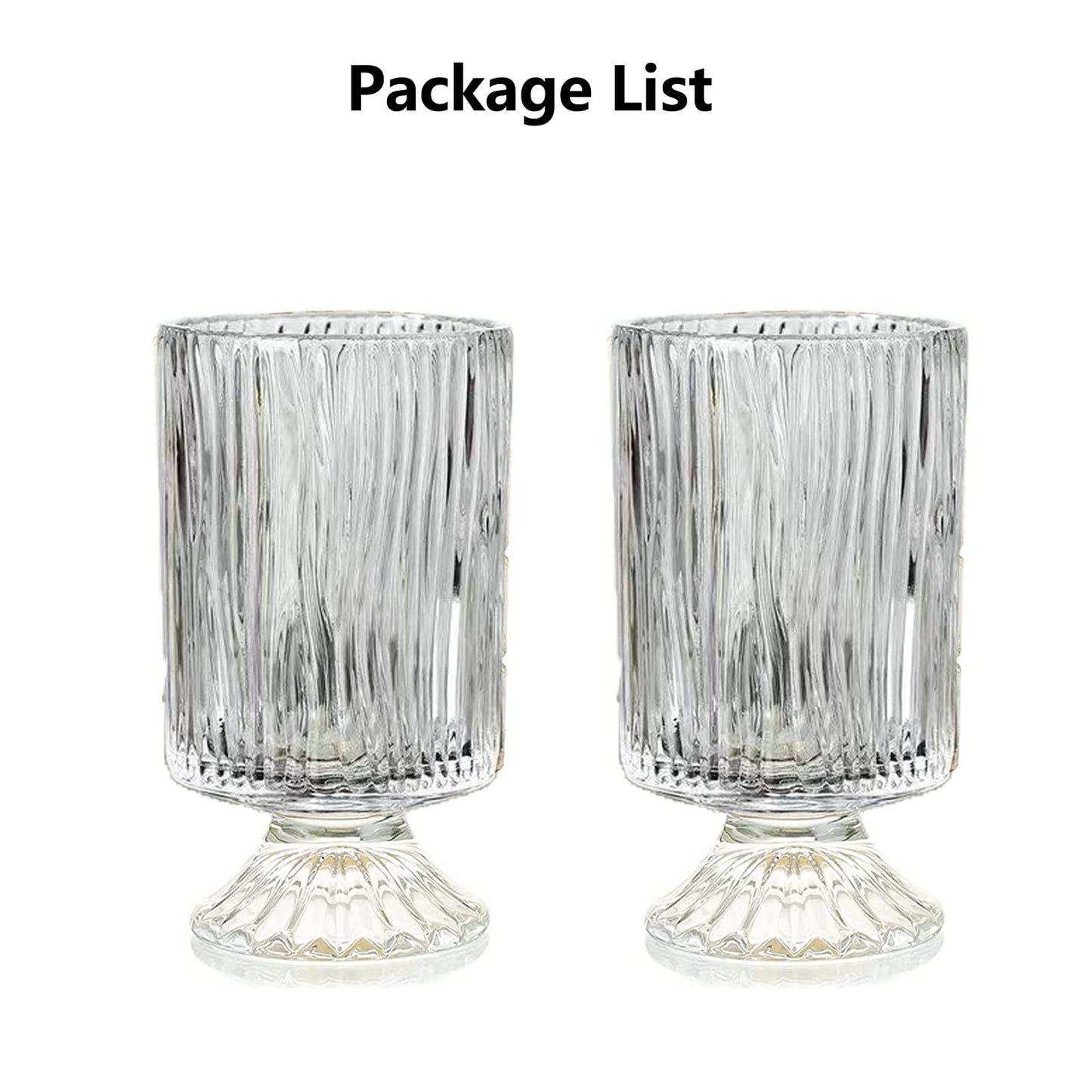 Large Clear Pedestal Vases for Centerpieces, Hewory 7.1in Crystal Glass Ribbed Footed Flower Vase, Fluted Wide Unique Decorative Vase for Wedding Birthday Anniversary Events Table Decor, Line