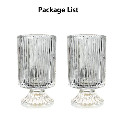 Large Clear Pedestal Vases for Centerpieces, Hewory 7.1in Crystal Glass Ribbed Footed Flower Vase, Fluted Wide Unique Decorative Vase for Wedding Birthday Anniversary Events Table Decor, Line