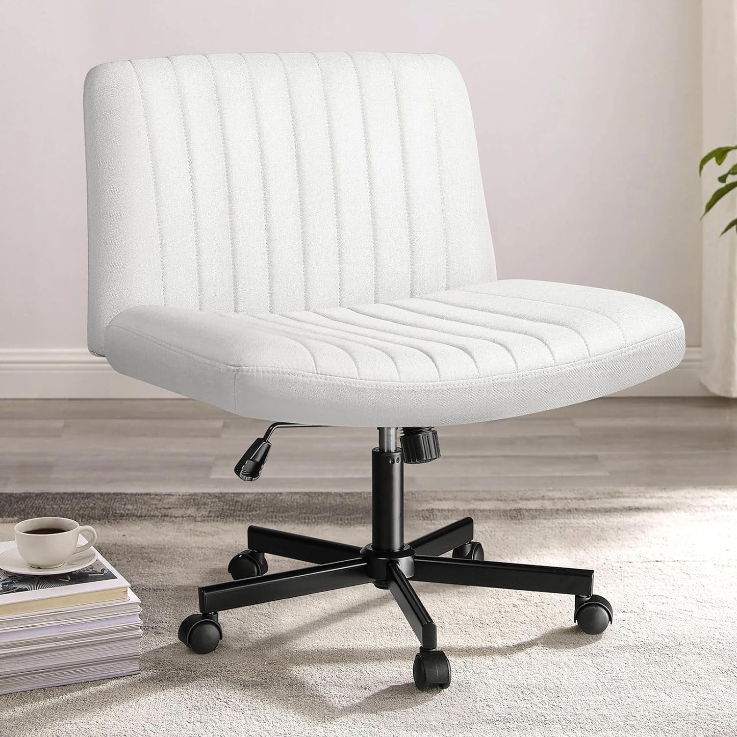 Wide Seat Armless Swivel Office Chair